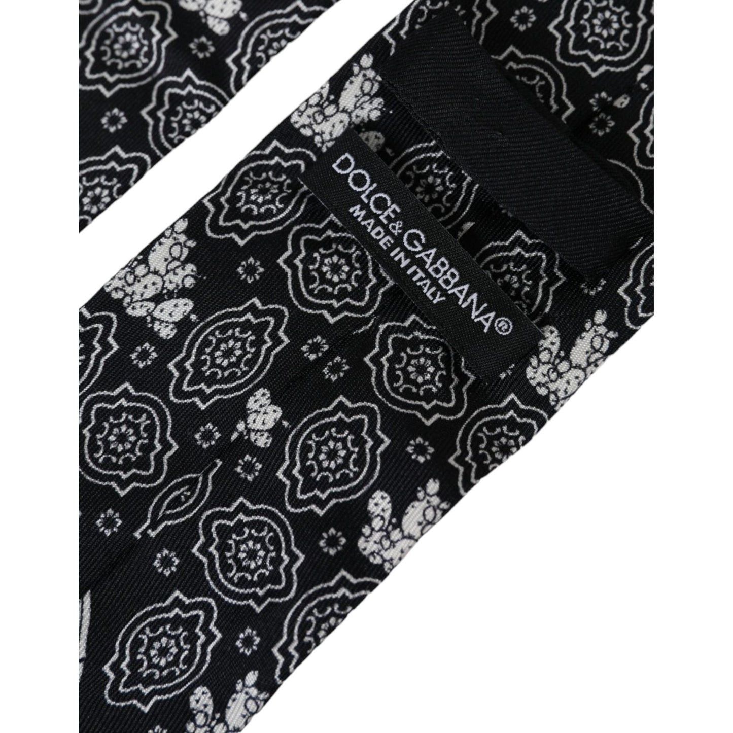 Dolce & Gabbana Black Patterned 100%Silk Adjustable Tie Dolce & Gabbana