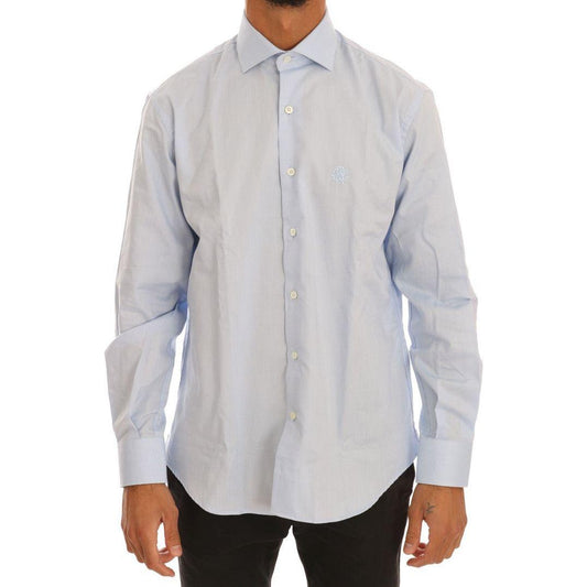 Cavalli Light Blue Cotton Slim Fit Dress Shirt Cavalli