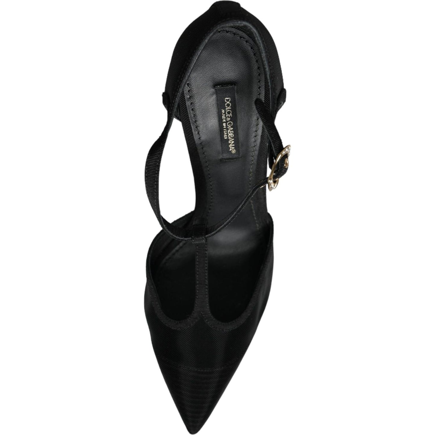 Dolce & Gabbana Black Mesh T-strap Stiletto High Heels Shoes Dolce & Gabbana