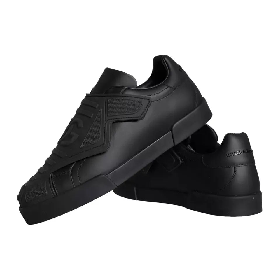 Dolce & Gabbana Black Lace Up Wave Low Top Sneakers Men Shoes Dolce & Gabbana