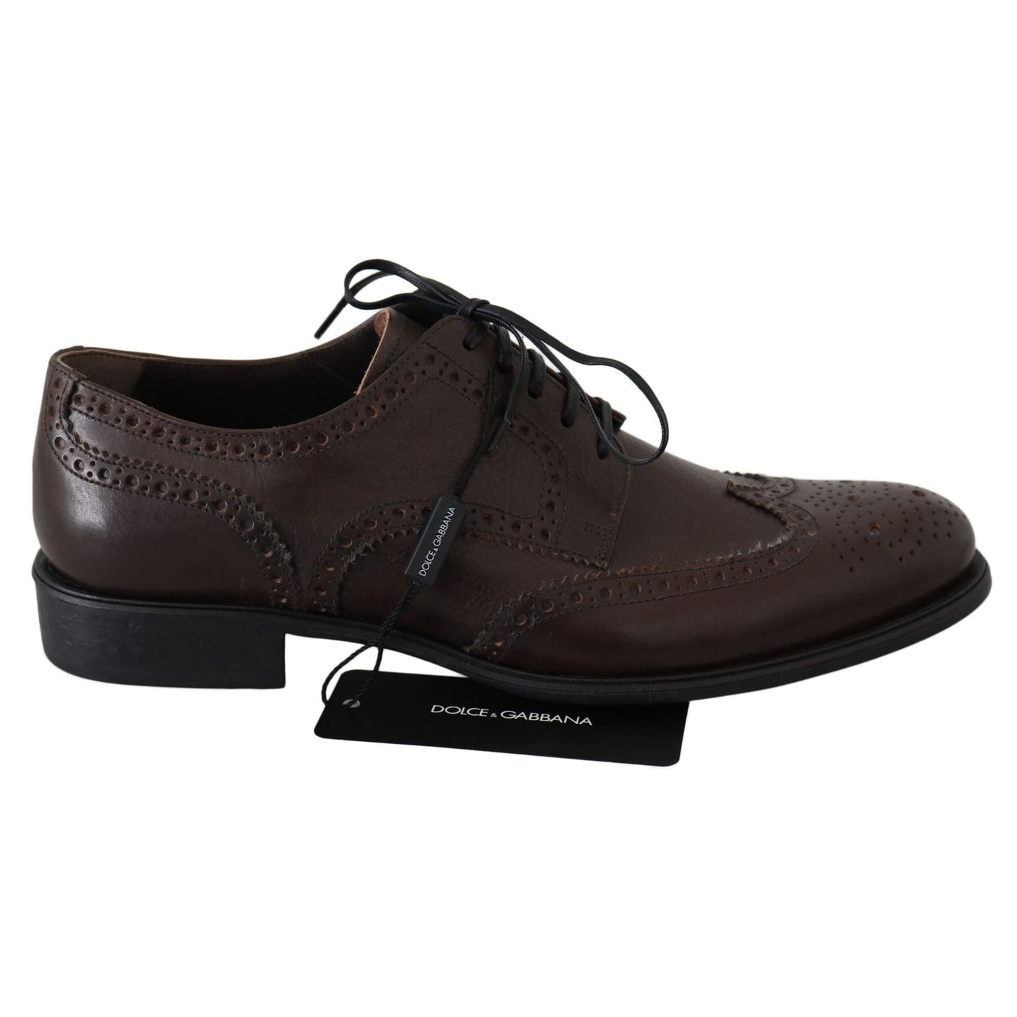 Dolce & Gabbana Brown Leather Brogue Derby Dress Shoes