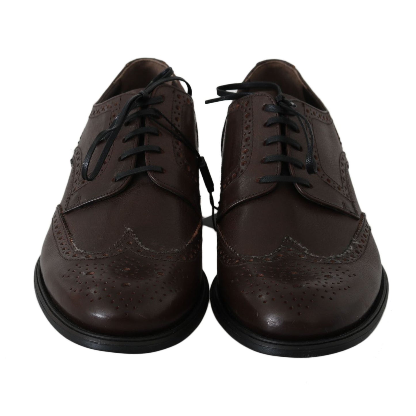 Dolce & Gabbana Brown Leather Brogue Derby Dress Shoes