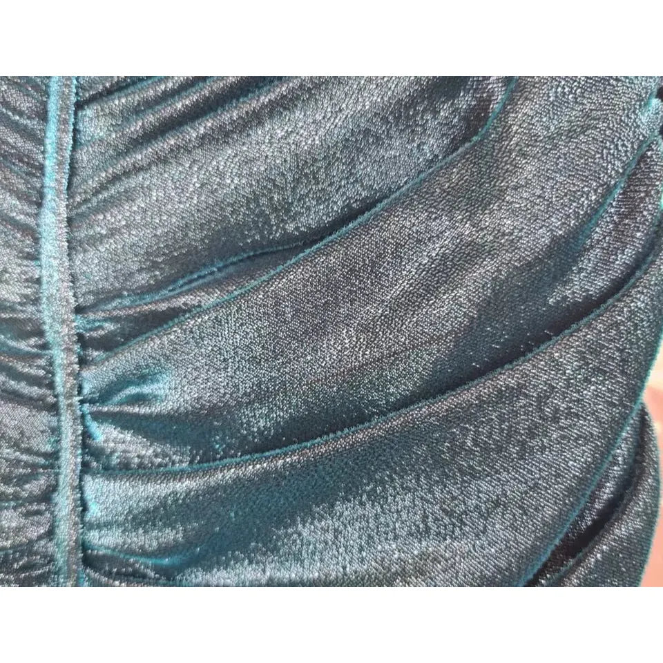 فستان متوسط ​​الطول من الساتان باللون الفيروزي من دولتشي آند غابانا