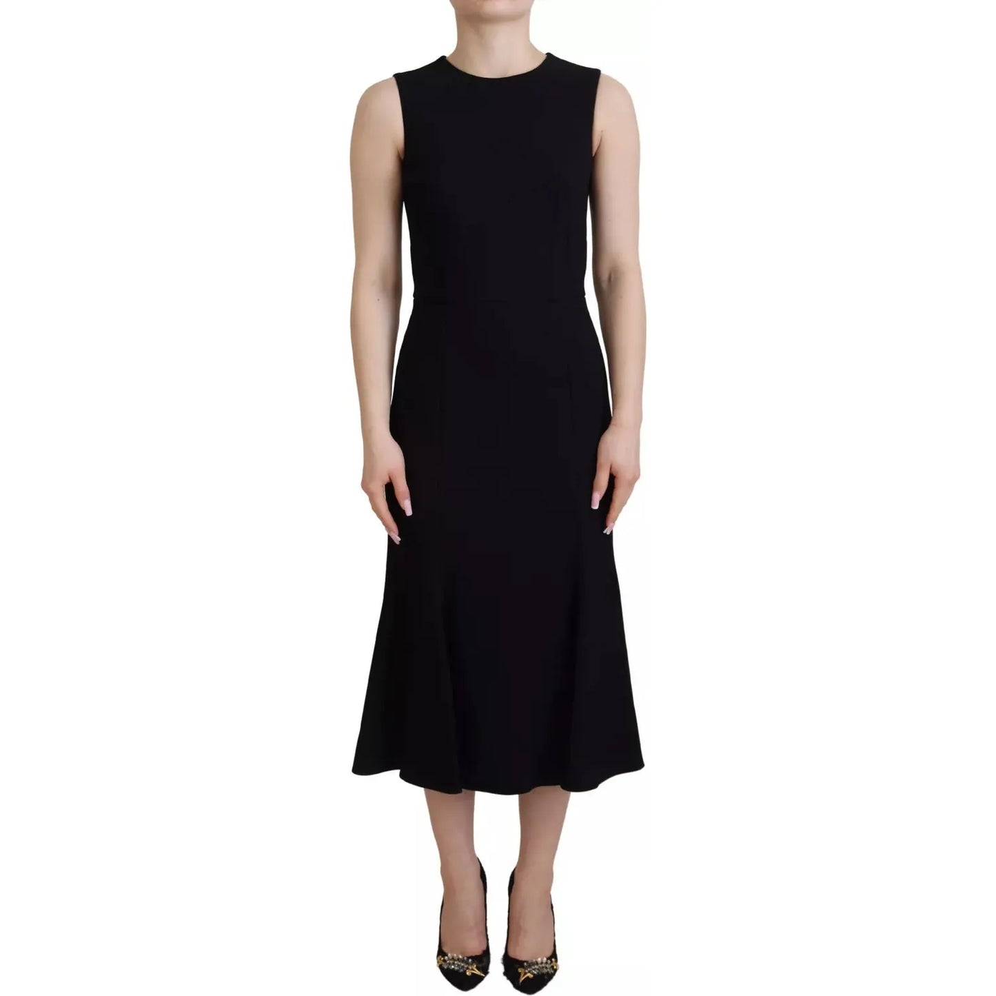 Dolce & Gabbana Black Dress Sheath Flare Viscose Dress Dolce & Gabbana