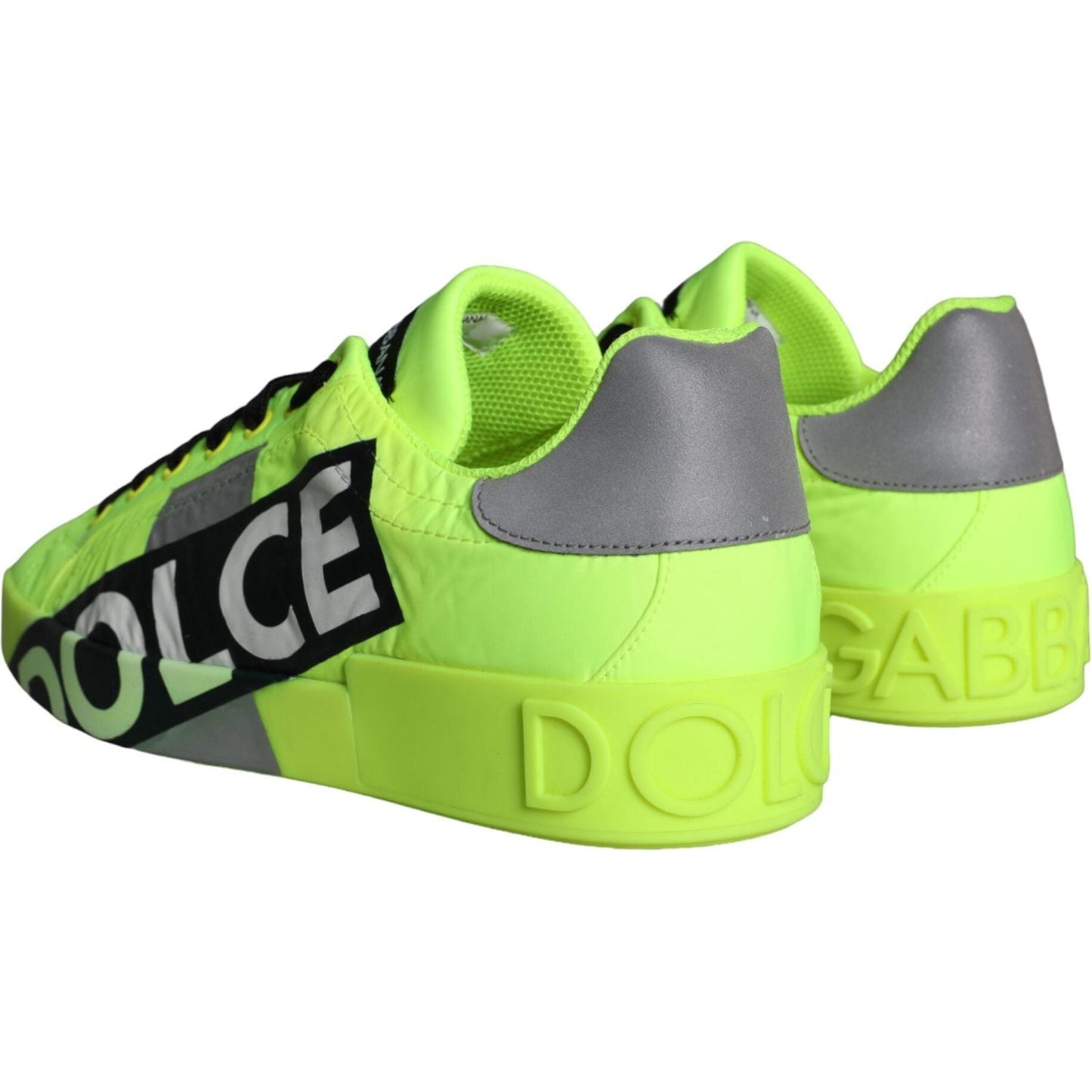 Dolce & Gabbana Neon Green Logo Tape Low Top Sneakers Shoes Dolce & Gabbana