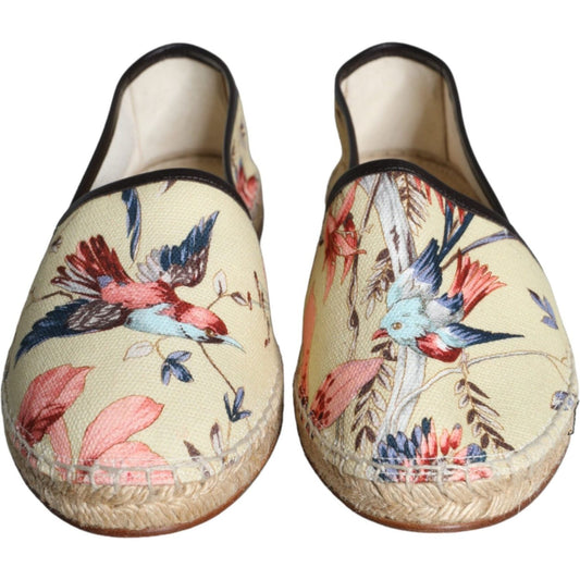 Dolce & Gabbana Beige Floral Canvas Espadrilles Slip On Shoes Dolce & Gabbana