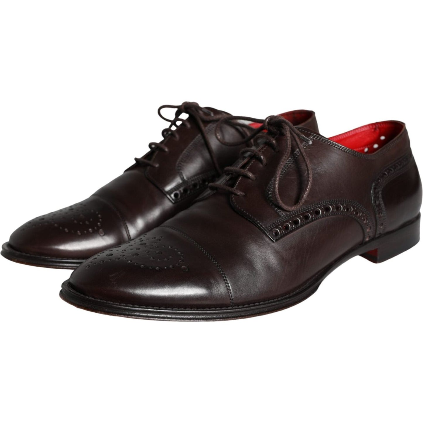 Dolce & Gabbana Brown Calfskin Leather Lace Up Oxford Shoes Dolce & Gabbana