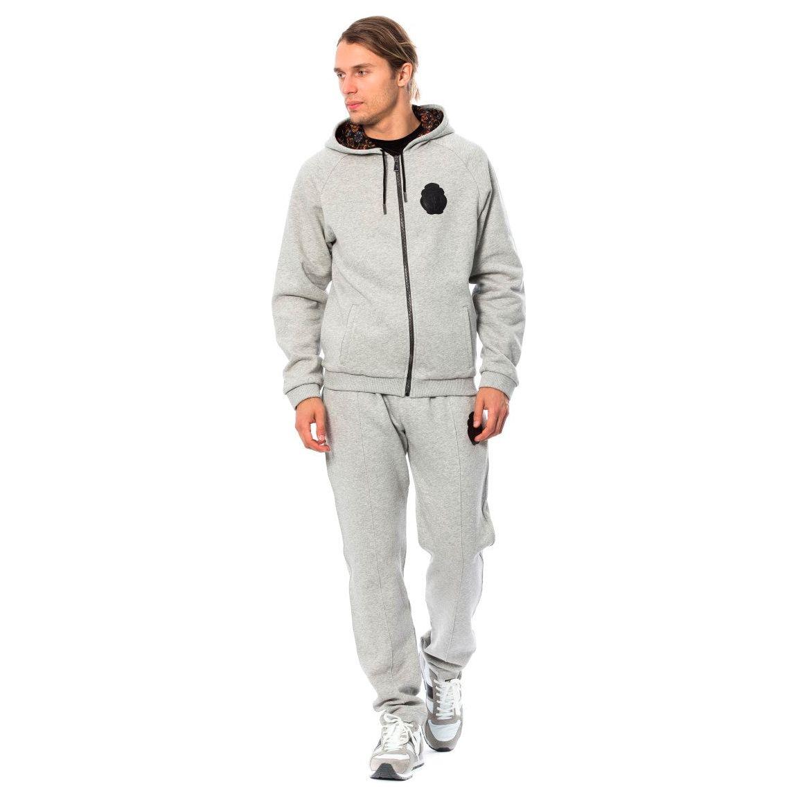 Billionaire Italian Couture Elegant Gray Hooded Cotton Sweatsuit Billionaire Italian Couture