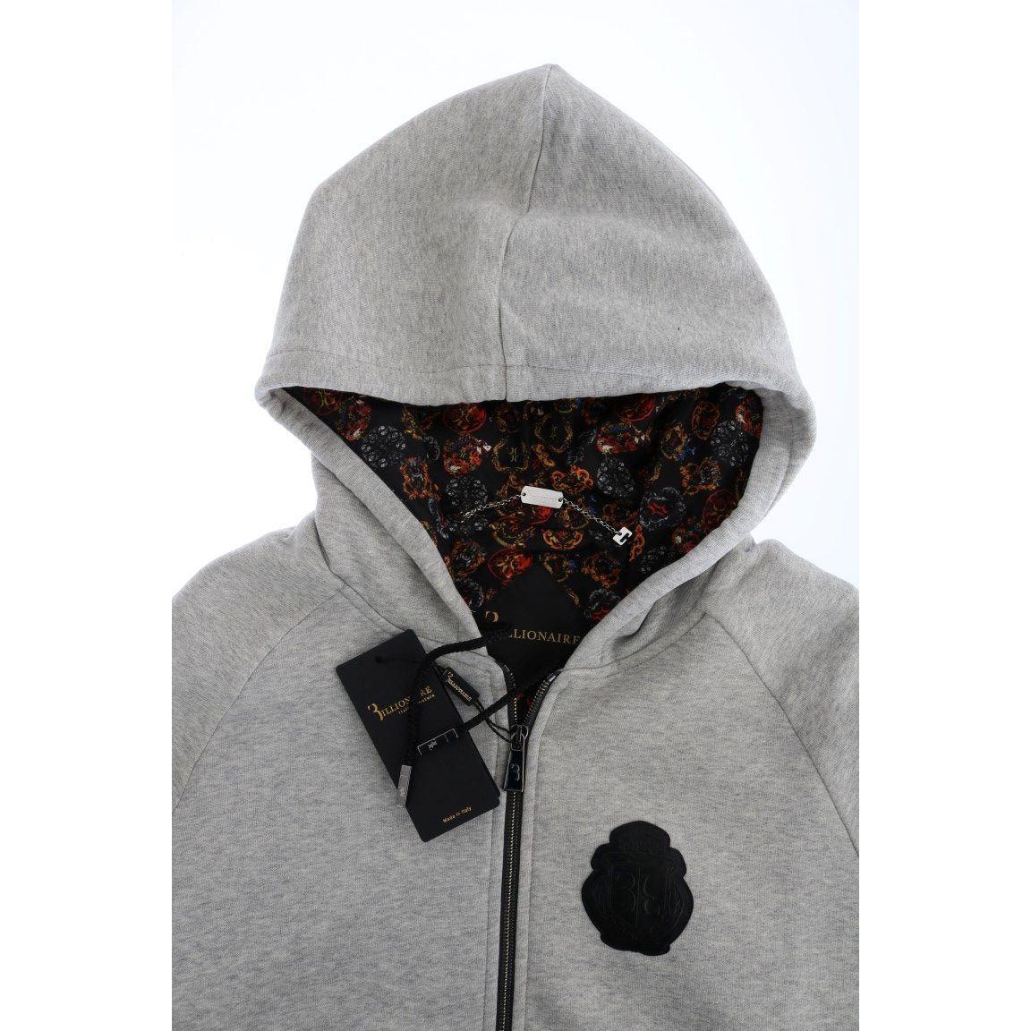 Billionaire Italian Couture Gray Cotton Hooded Sweatsuit