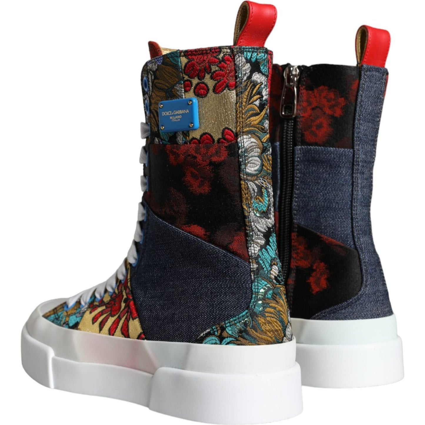 Dolce & Gabbana Multicolor Patchwork Logo High Top Sneakers Shoes Dolce & Gabbana