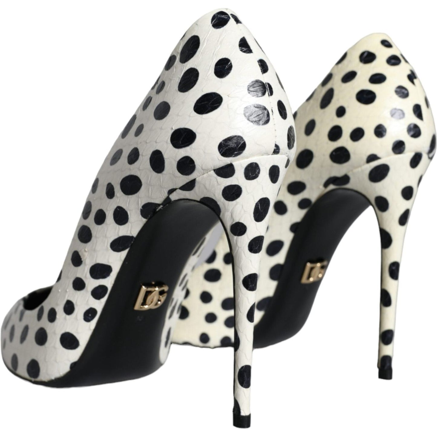 Dolce & Gabbana Black White Polka Dot Leather Pumps Shoes Dolce & Gabbana