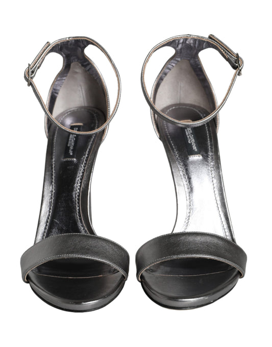 Dolce & Gabbana Silver KEIRA Heels Ankle Strap Sandals Shoes Dolce & Gabbana