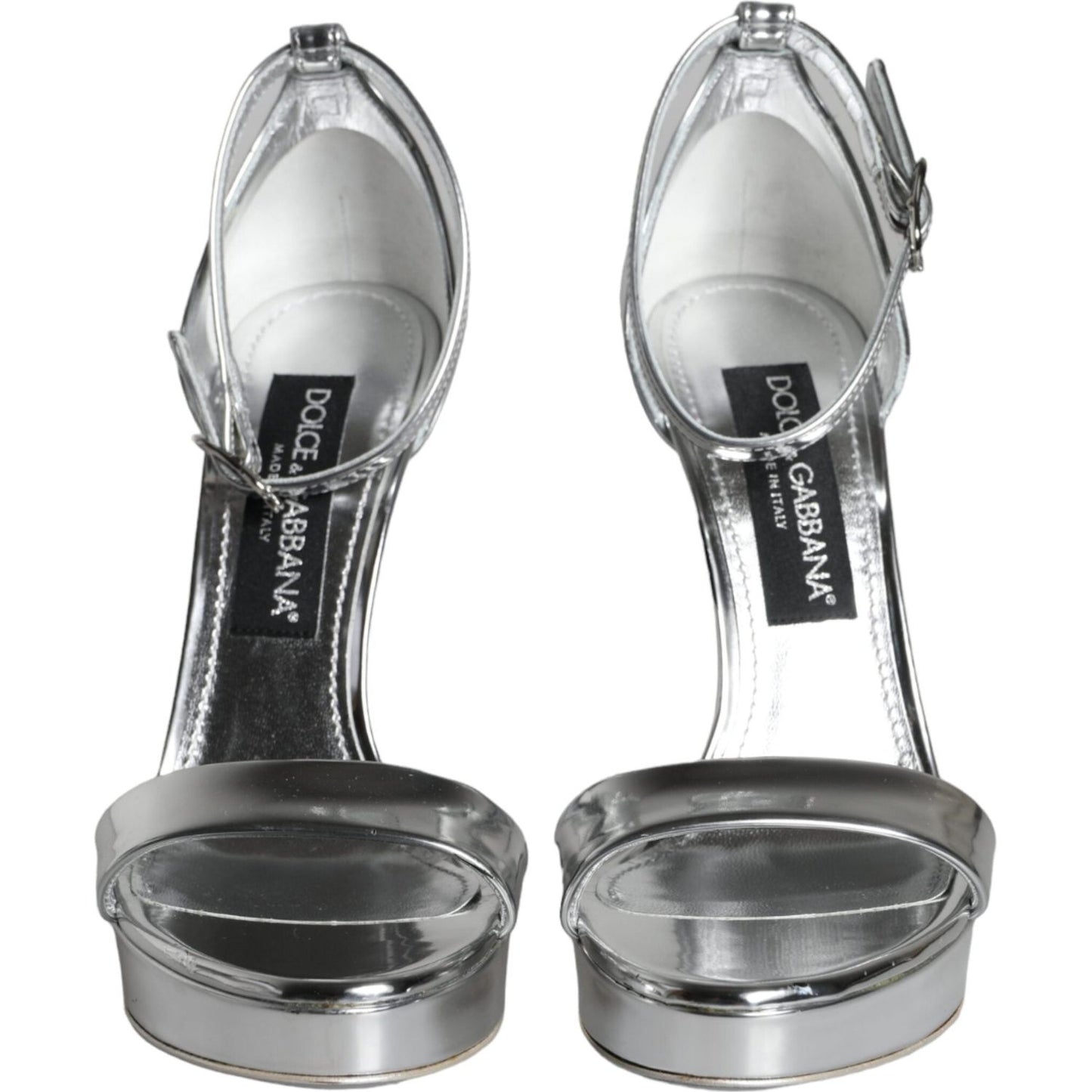 Dolce & Gabbana Silver KEIRA Heels Ankle Strap Sandals Shoes