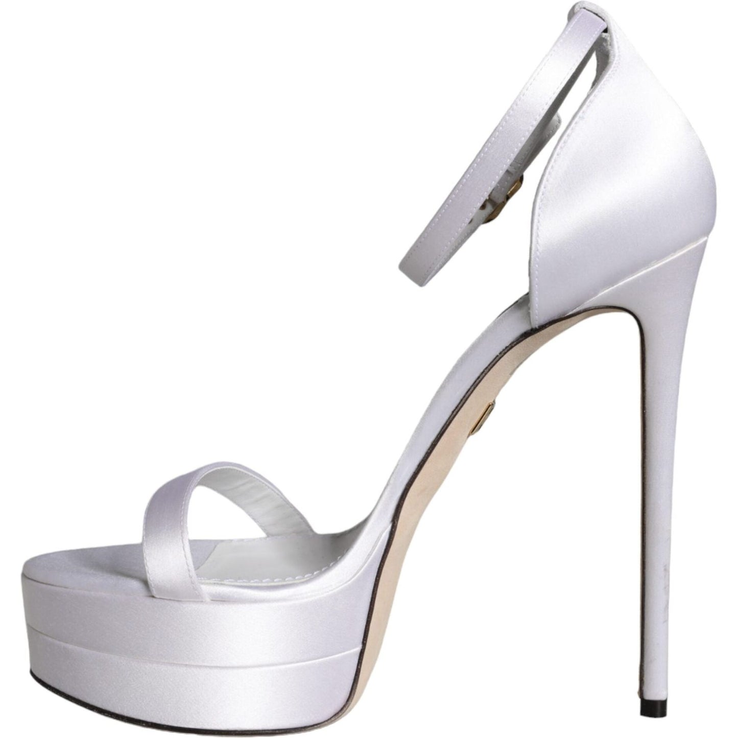 Dolce & Gabbana White Keira Satin Ankle Strap Sandals Shoes Dolce & Gabbana