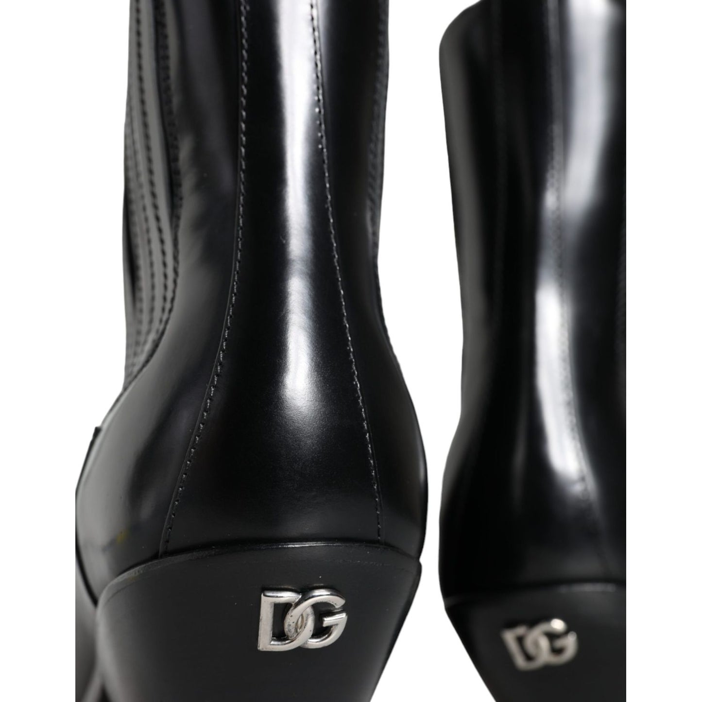 Dolce & Gabbana Black Leather Ankle Boots Booties Shoes