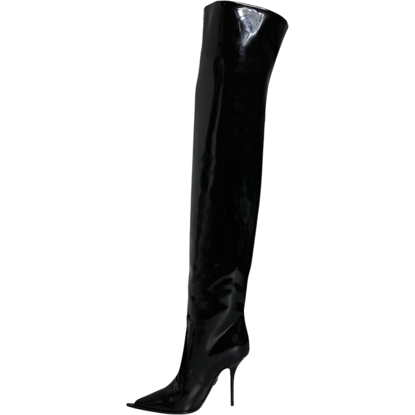 Dolce & Gabbana Black Patent Leather Knee High Boots Shoes Dolce & Gabbana