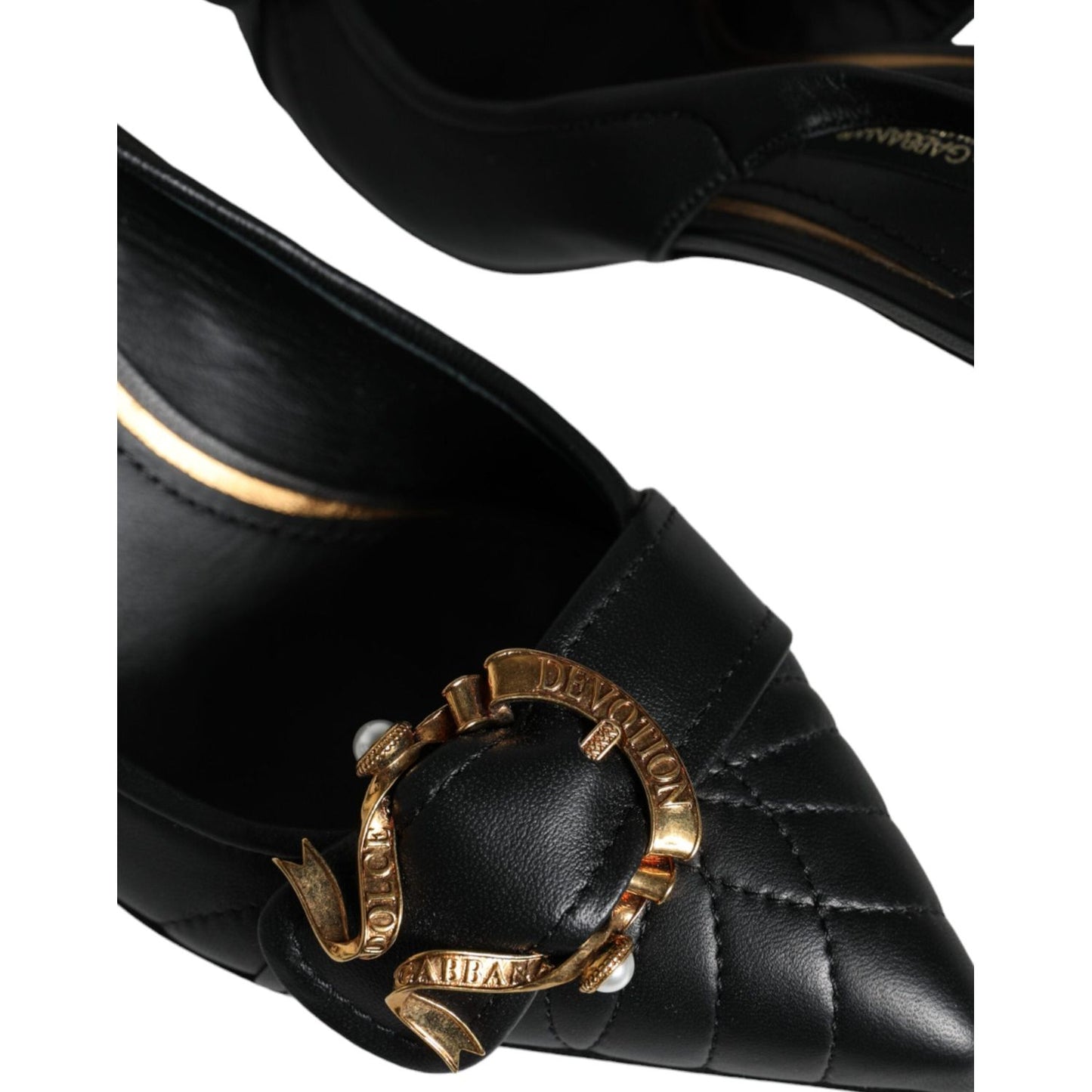 Dolce & Gabbana Black Devotion Leather Heels Slingback Shoes Dolce & Gabbana