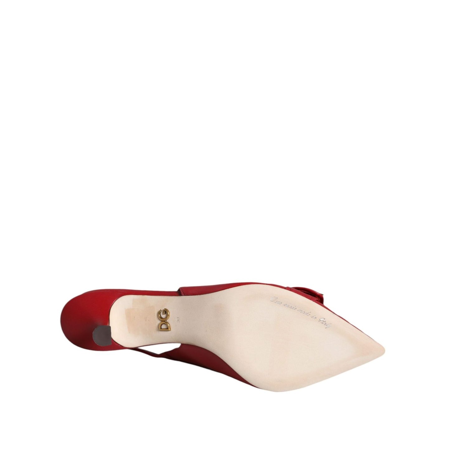 Dolce & Gabbana Red Devotion Leather Heels Slingback Shoes