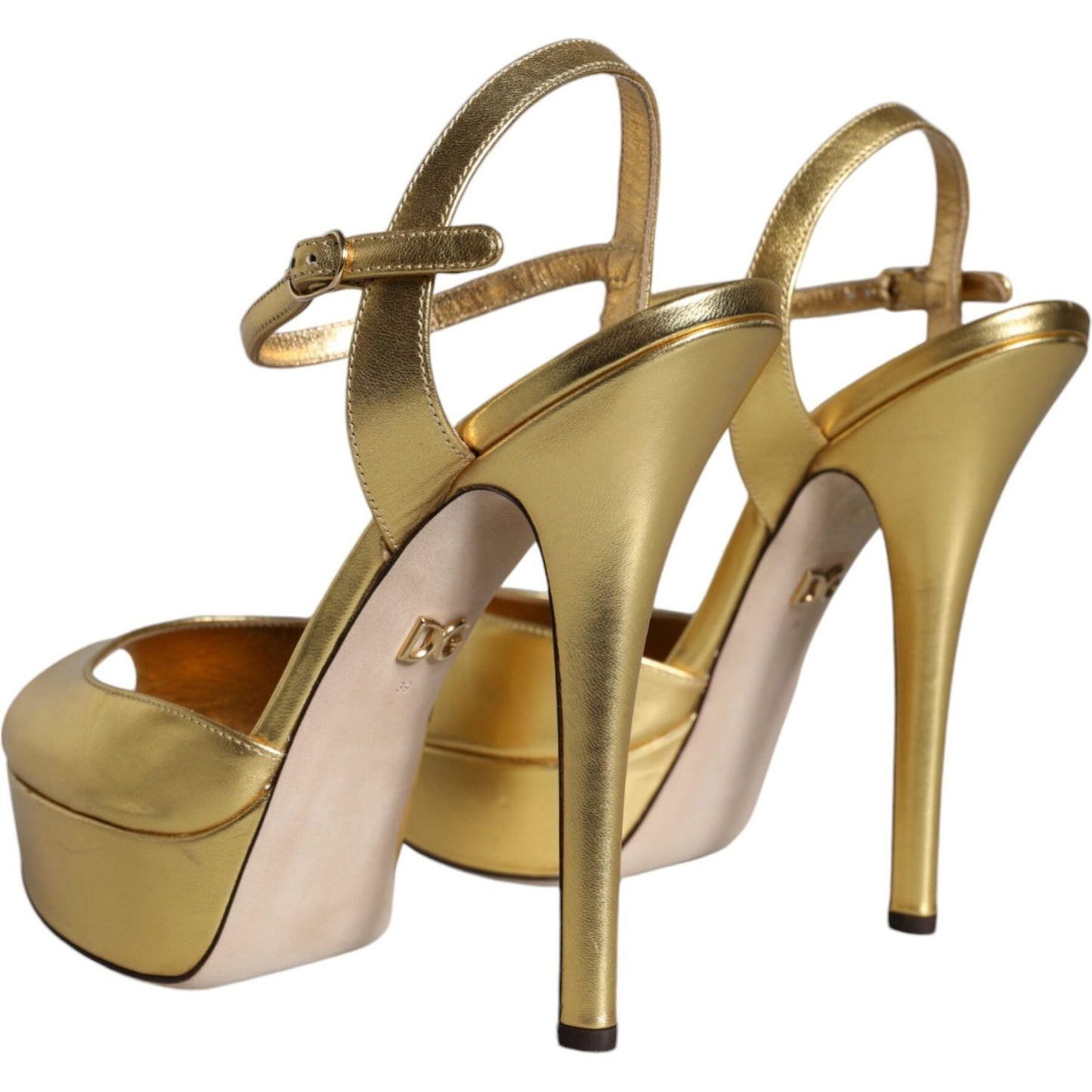 Dolce & Gabbana Gold Bette Leather Heels Sandals Shoes Dolce & Gabbana