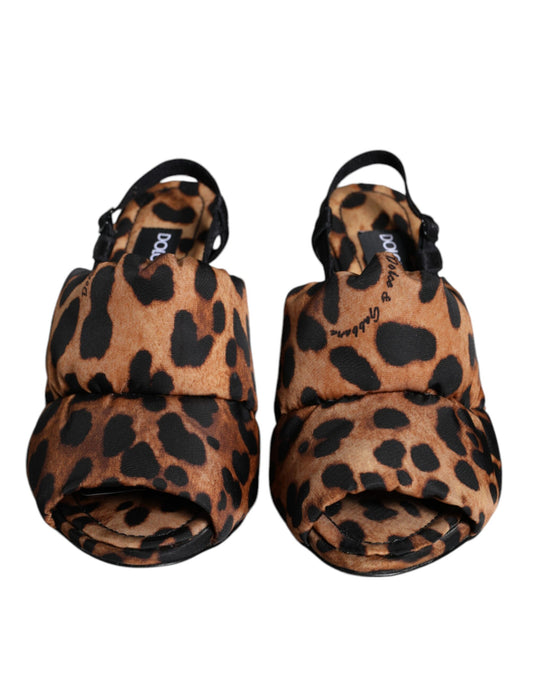 Dolce & Gabbana Brown Leopard Keira Slingback Sandals Shoes Dolce & Gabbana