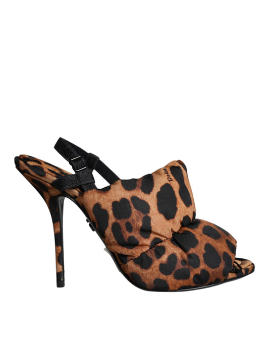 Dolce & Gabbana Brown Leopard Keira Slingback Sandals Shoes Dolce & Gabbana