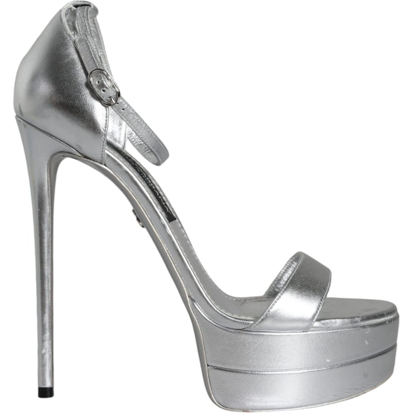 Dolce & Gabbana Silver KEIRA Heels Ankle Strap Sandals Shoes Dolce & Gabbana