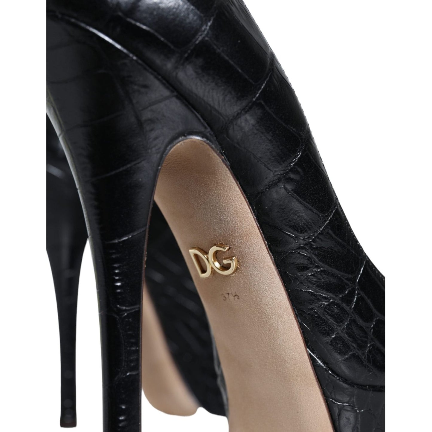 Dolce & Gabbana Black Leather Platform Heels Pumps Shoes Dolce & Gabbana