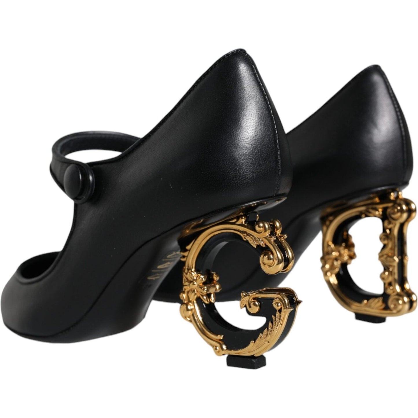 Dolce & Gabbana Black Leather Logo Heels Mary Janes Pumps Shoes Dolce & Gabbana