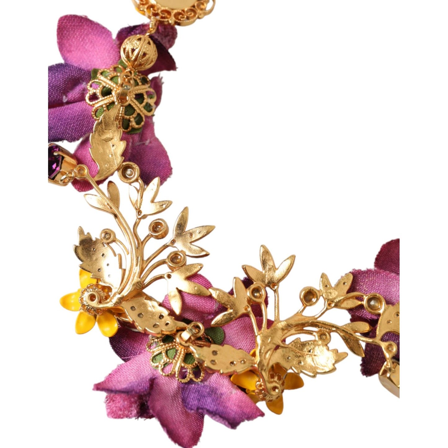 Dolce & Gabbana Gold Brass Mix Fiori Flowers Crystal Chain Necklace Dolce & Gabbana