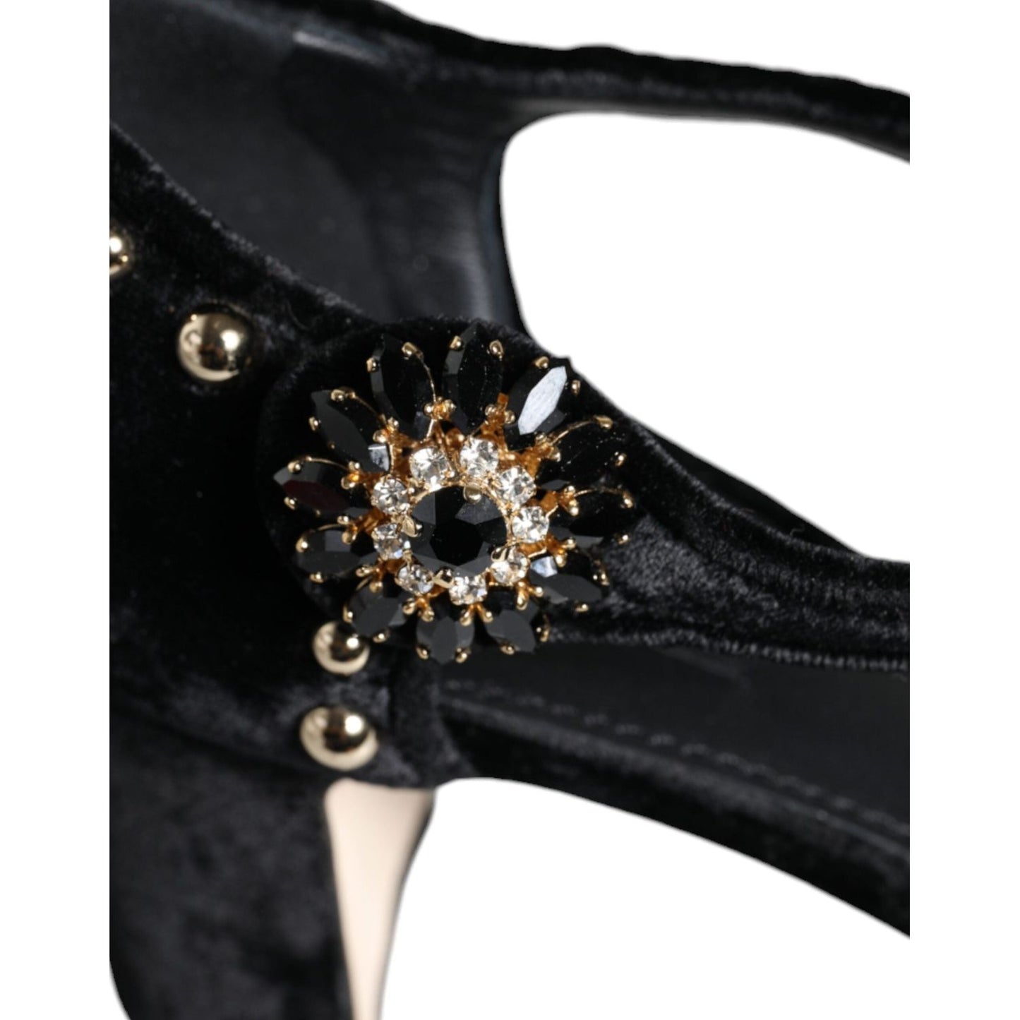 Dolce & Gabbana Black Velvet Roses Ankle Strap Pumps Shoes Dolce & Gabbana