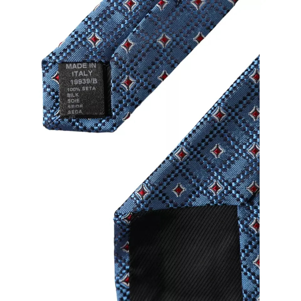 Dolce & Gabbana Blue Patterned 100% Silk Adjustable Men Tie Dolce & Gabbana Dark Slate Gray