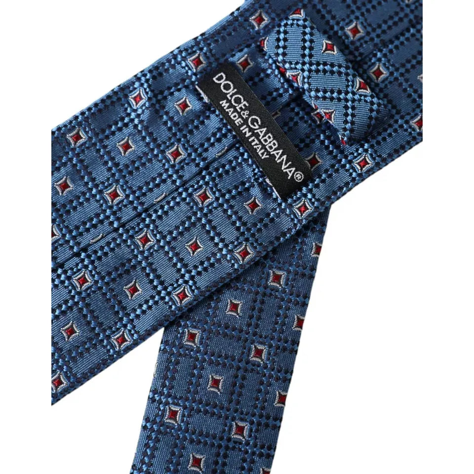 Dolce & Gabbana Blue Patterned 100% Silk Adjustable Men Tie Dolce & Gabbana Dark Slate Gray