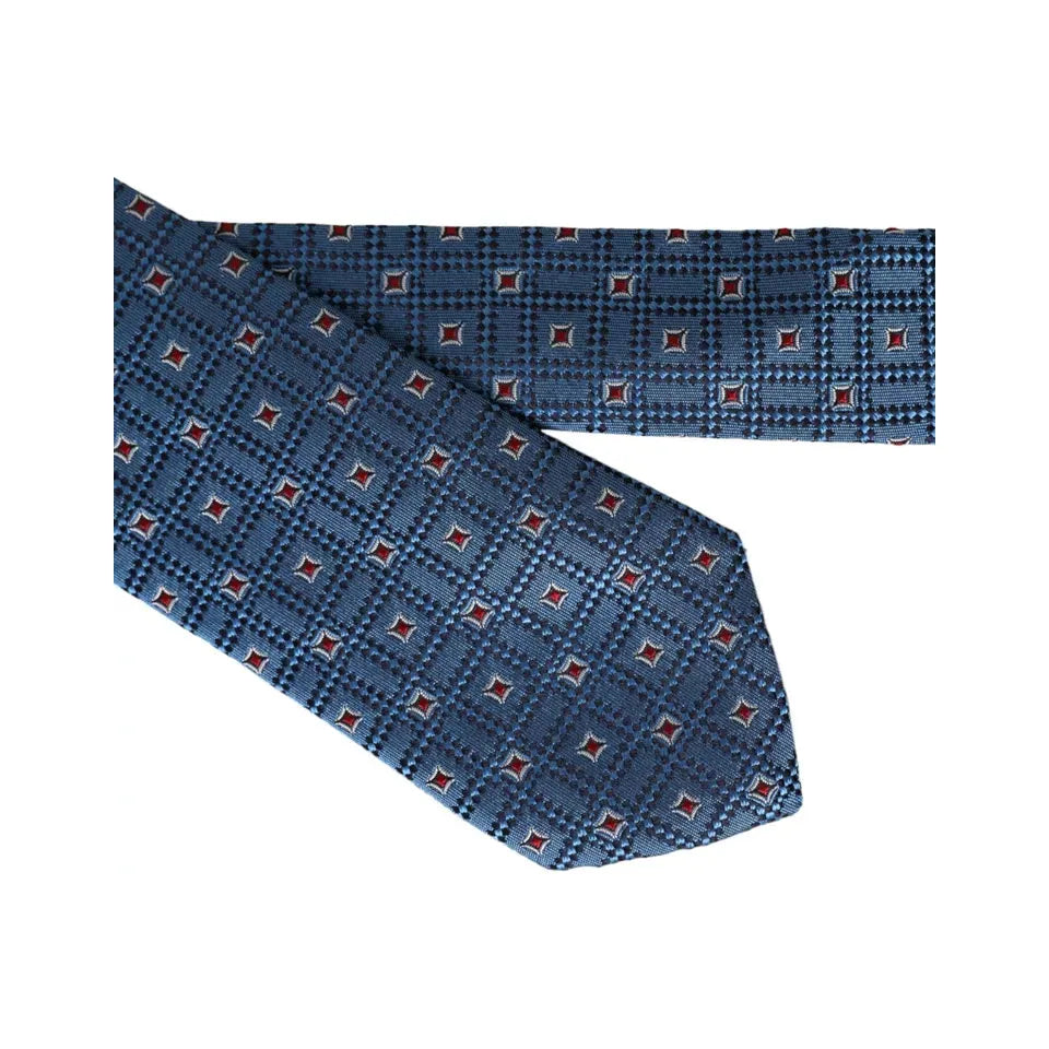Dolce & Gabbana Blue Patterned 100% Silk Adjustable Men Tie Dolce & Gabbana Dark Slate Gray
