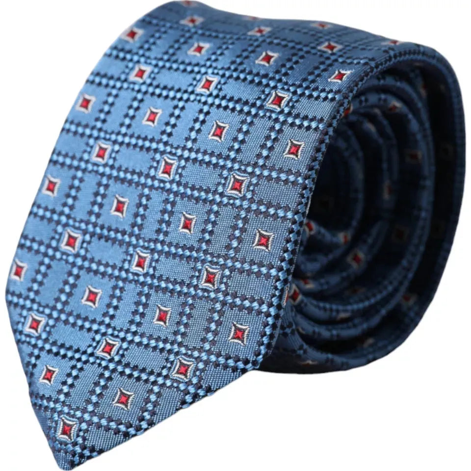 Dolce & Gabbana Blue Patterned 100% Silk Adjustable Men Tie Dolce & Gabbana Dark Slate Blue