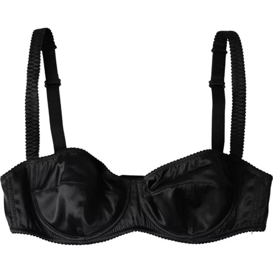 Dolce & Gabbana Black Silk Stretch Women Balconcino Bra Underwear Dolce & Gabbana