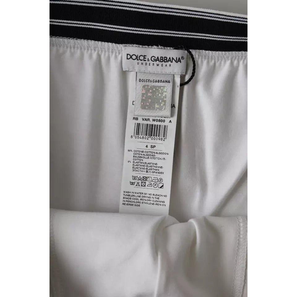 Dolce & Gabbana White Cotton Blend Regular Boxer Shorts Underwear Dolce & Gabbana