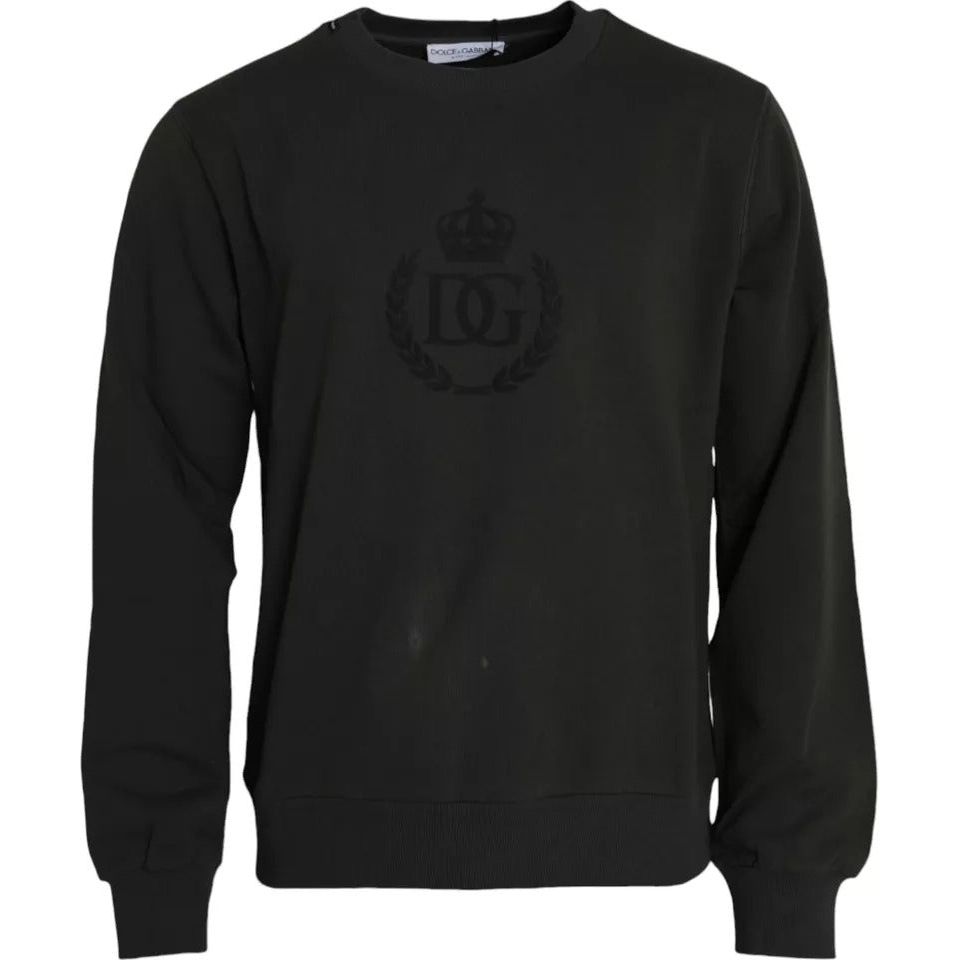 Dolce & Gabbana Green Logo Cotton Crew Neck Pullover Sweater Dolce & Gabbana