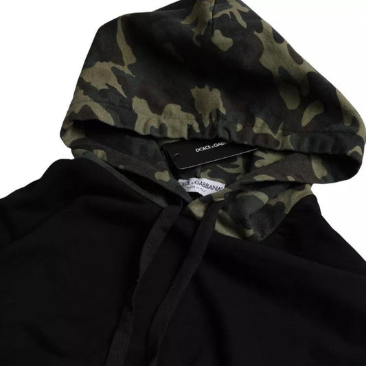 Dolce & Gabbana Black Camouflage Hooded Sweatshirt Sweater Dolce & Gabbana