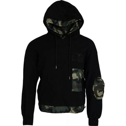 Dolce & Gabbana Black Camouflage Hooded Sweatshirt Sweater Dolce & Gabbana