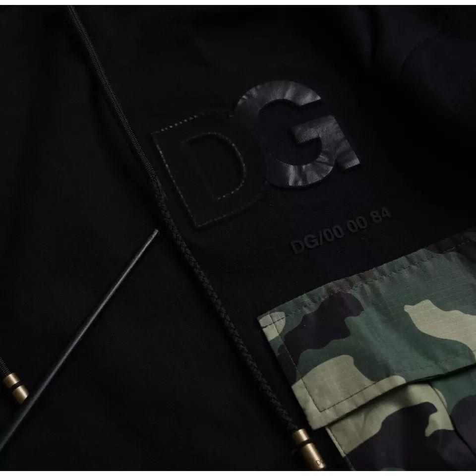 Dolce & Gabbana Black Camouflage Hooded Sweatshirt Sweater Dolce & Gabbana