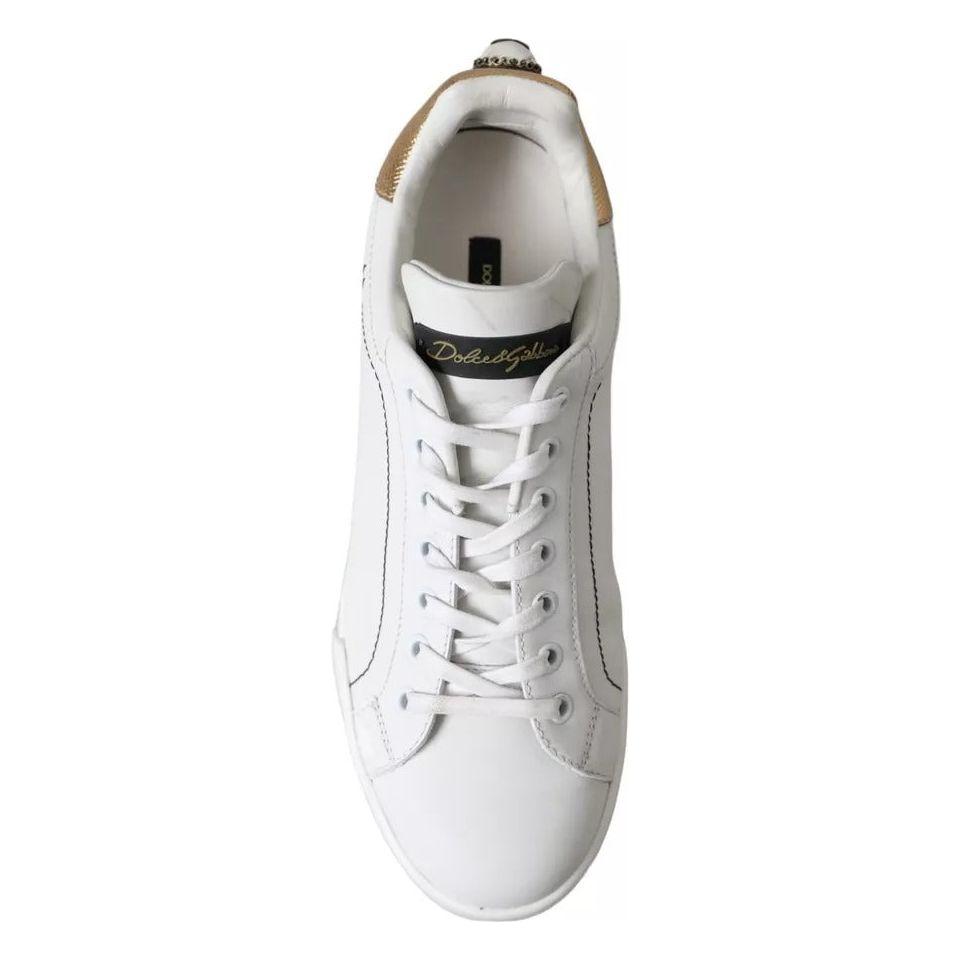 Dolce & Gabbana White Leather Portofino Low Top Sneakers Shoes Dolce & Gabbana