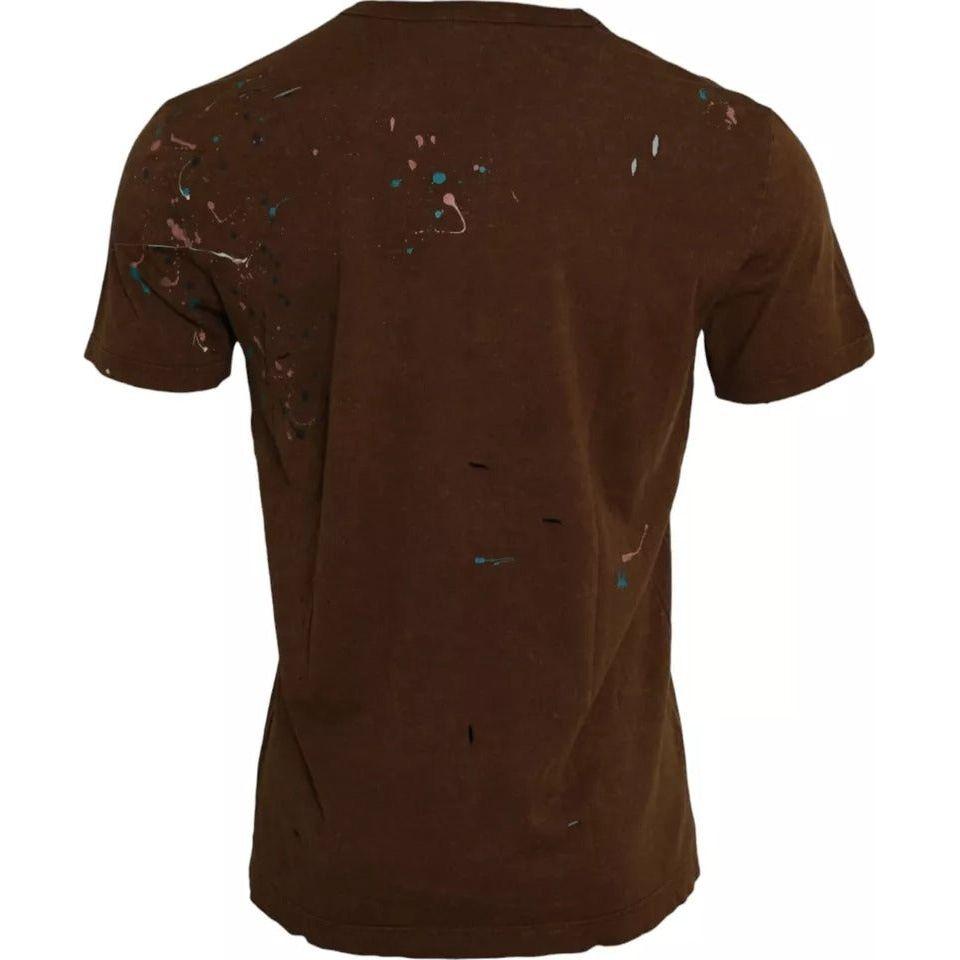 Dolce & Gabbana Brown Color Splash Cotton Crew Neck T-shirt Dolce & Gabbana