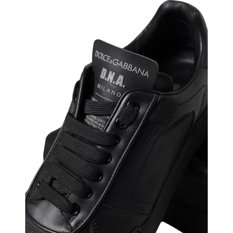 Dolce & Gabbana Black Leather Low Top Sneakers Men Shoes Dolce & Gabbana