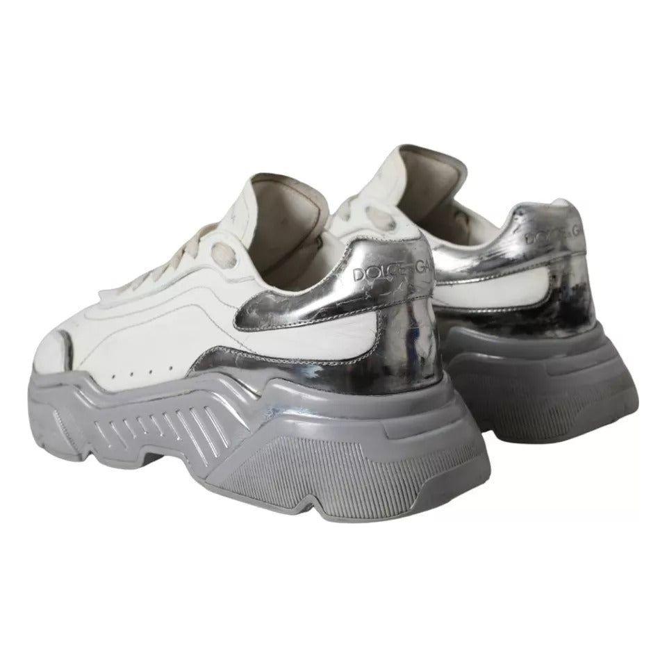 Dolce & Gabbana White Silver Daymaster Low Top Sneakers Shoes Dolce & Gabbana