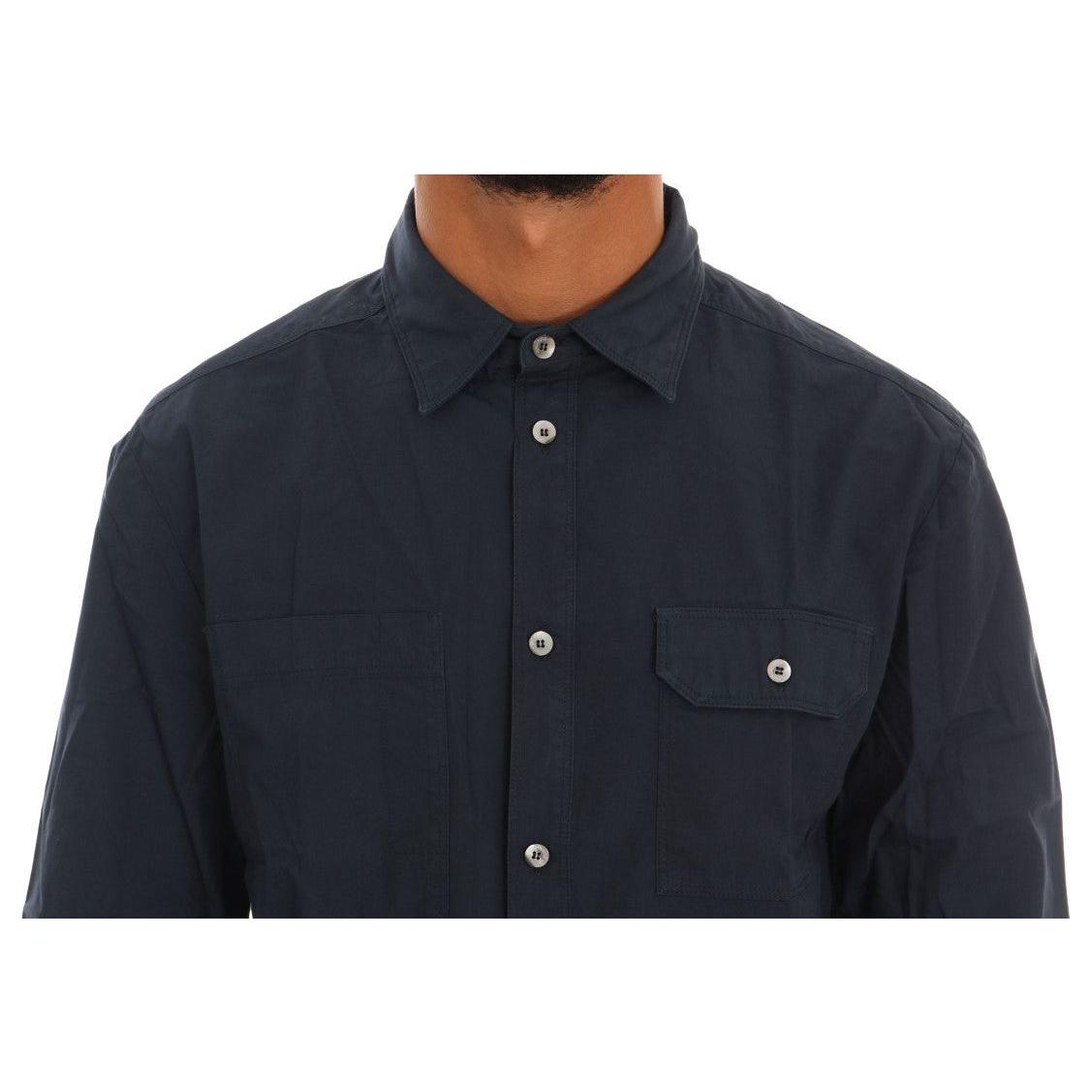 John Galliano Elegant Blue Cotton Casual Shirt John Galliano