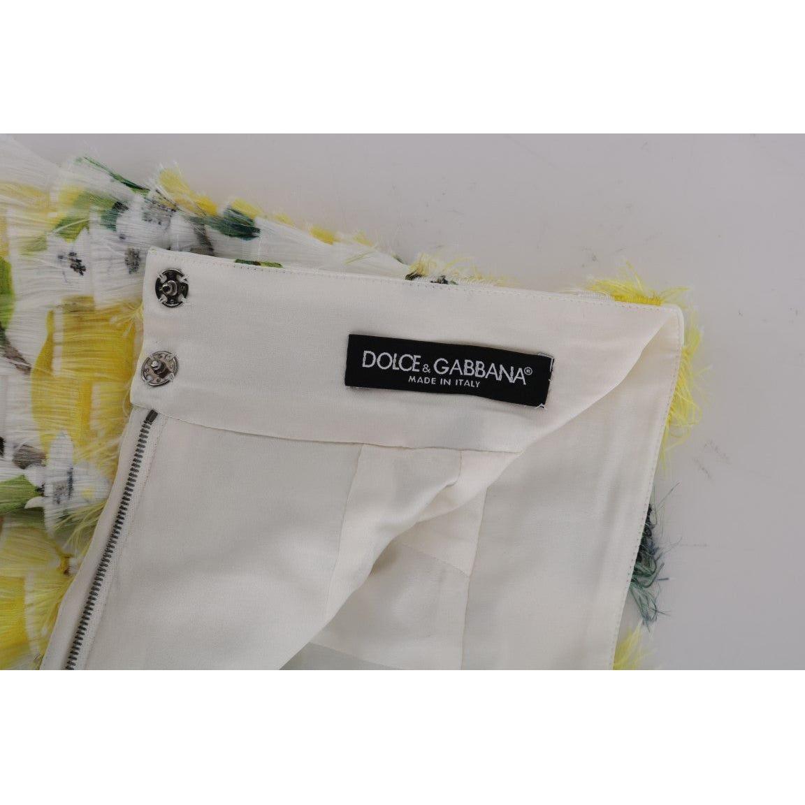 Dolce & Gabbana Lemon Print Fringe Pencil Skirt Dolce & Gabbana