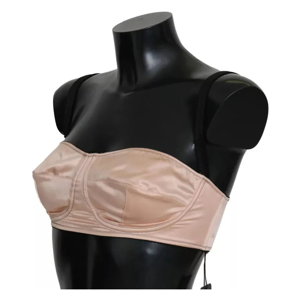 Dolce & Gabbana Black Straps Pink Balconcino Bra Dolce & Gabbana