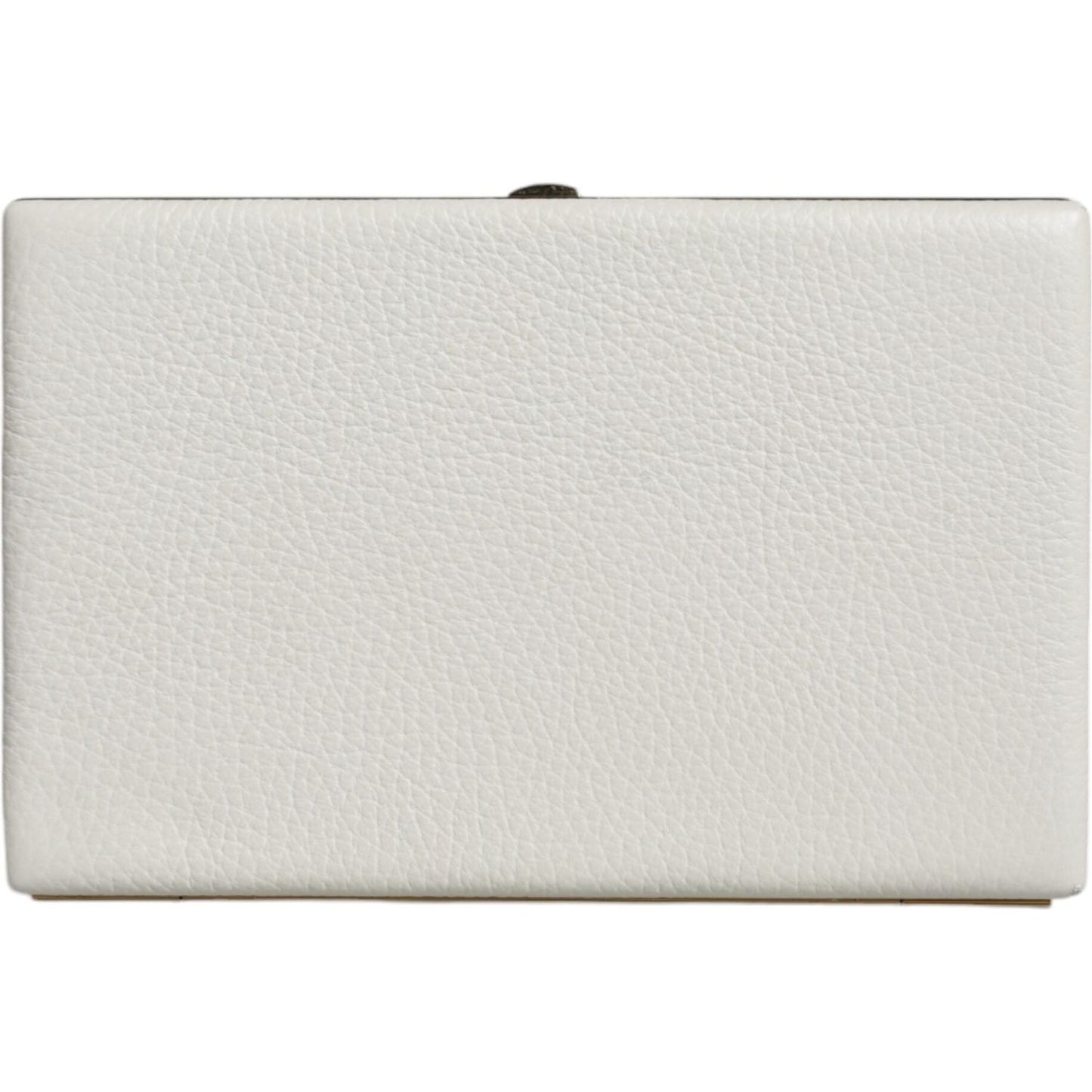 Dolce & Gabbana White Leather Gold Frame Clutch Evening Party Purse Bag Dolce & Gabbana