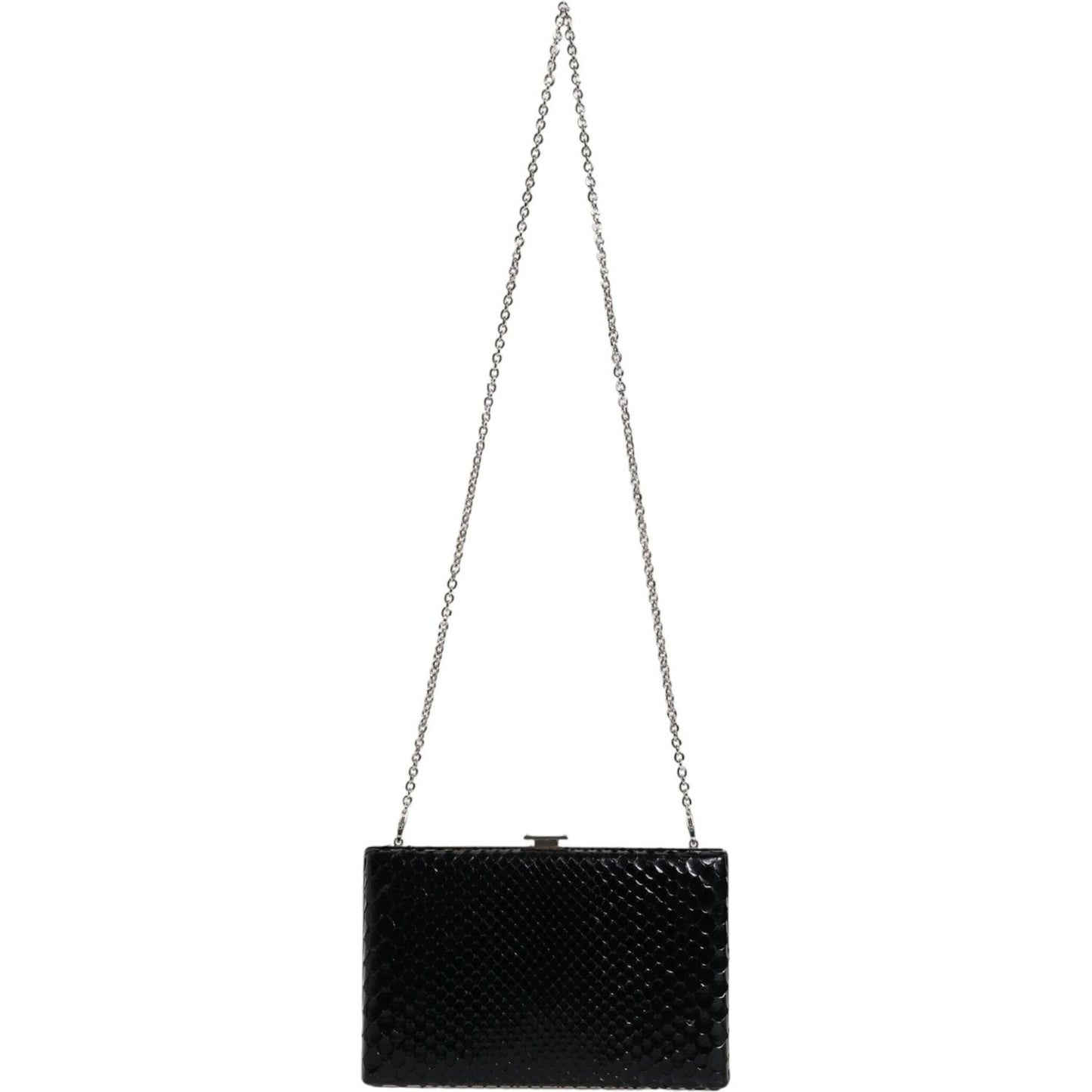 Dolce & Gabbana Black Leather Silver Frame Clutch Mini Crossbody Bag Dolce & Gabbana