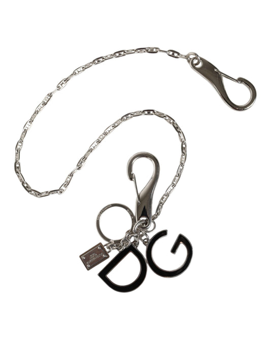 Dolce & Gabbana Silver Tone Metal DG Logo Link Chain Keychain Keyring Dolce & Gabbana